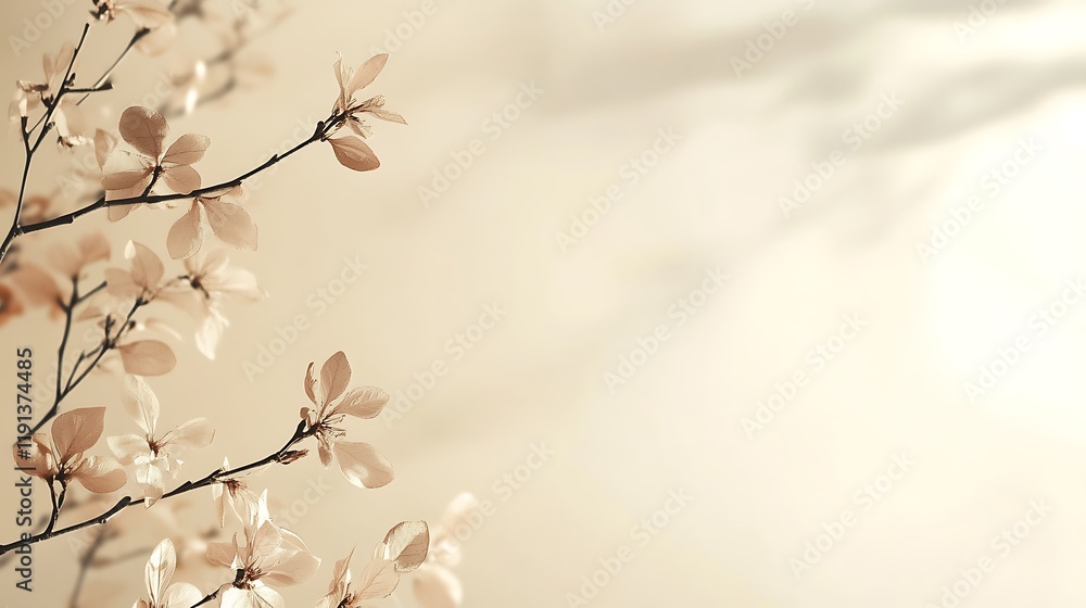 Delicate beige blossoms on branches against a soft background Delicate beige blossoms on branches against a soft background