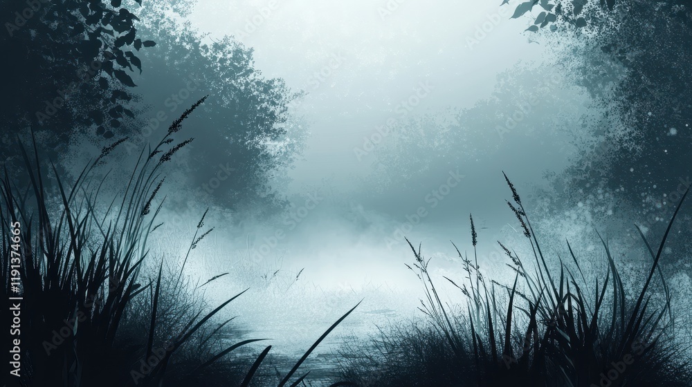 Serene Mist Shrouded Forest Path Water Serene Mist Shrouded Forest Path Water