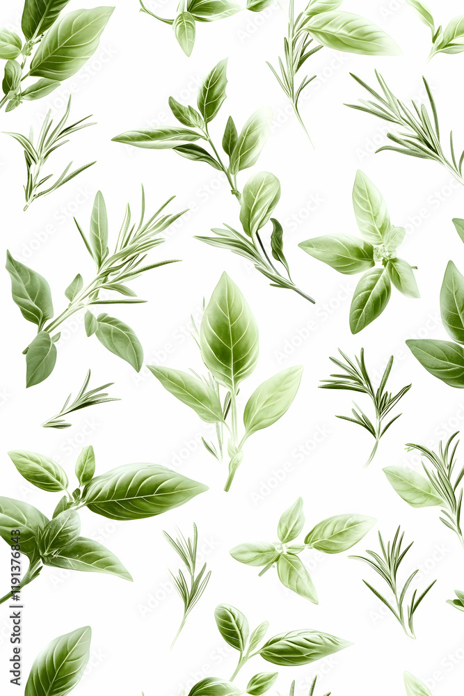 custom made wallpaper toronto digitalFresh herbs pattern, culinary background, cooking design, kitchen decor, food blog, recipe website