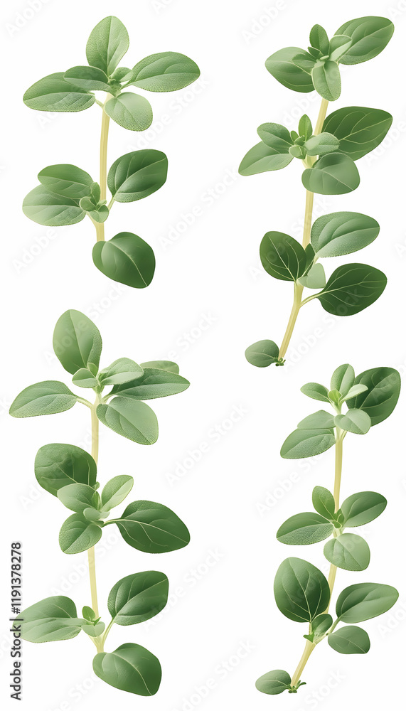Fresh oregano sprigs, culinary herb, cooking ingredient, food photography, white background, recipe illustration Fresh oregano sprigs, culinary herb, cooking ingredient, food photography, white background, recipe illustration