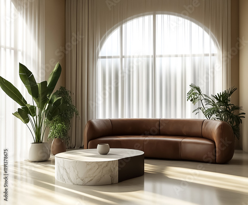 Modern luxury living room with a minimalist design. 