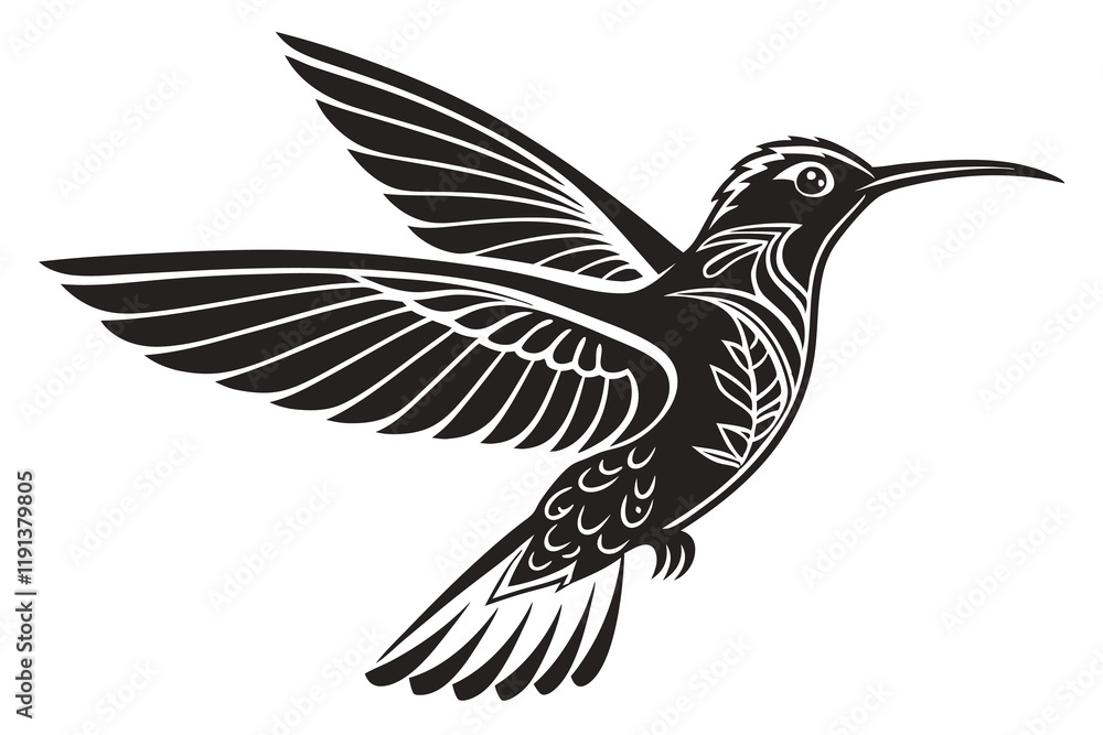 Obraz premium A black Hummingbird vector silhouette design isolated on a white background