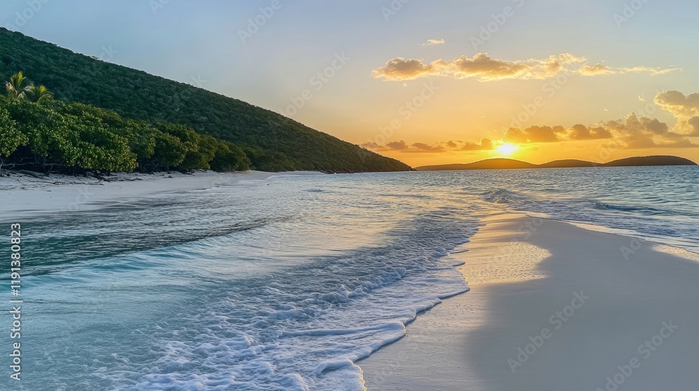Obraz premium Serene Sunset Beach Paradise