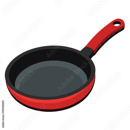 red frying pan isolated on white
