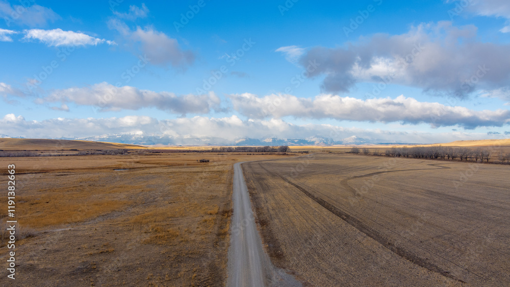 Fototapeta premium Aerial view of the Montana countryside