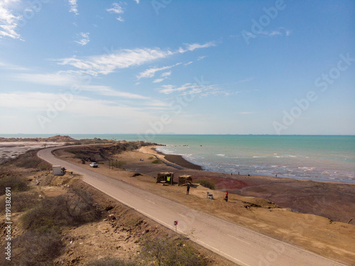 The beautiful landscape of the red rocky Hormoz Island in Iran photo