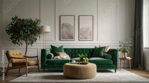 Spacious living room with comfortable, elegant, luxurious, modern, simple sofa chairs