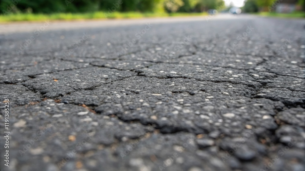 A closeup view of asphalt during the cooling process revealing a textured surface that portrays small cracks and fissures hinting at the materials pliability and the early signs of A closeup view of asphalt during the cooling process revealing a textured surface that portrays small cracks and fissures hinting at the materials pliability and the early signs of