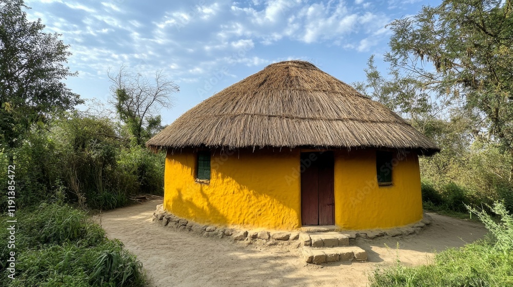 Charming Yellow Traditional Round Hut Charming Yellow Traditional Round Hut
