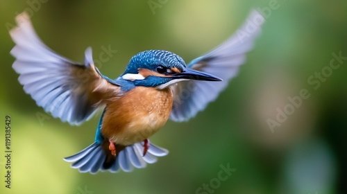 Colorful Kingfisher Captured Mid-Flight Exhibiting Graceful Movements and Vivid Plumage : Generative AI photo