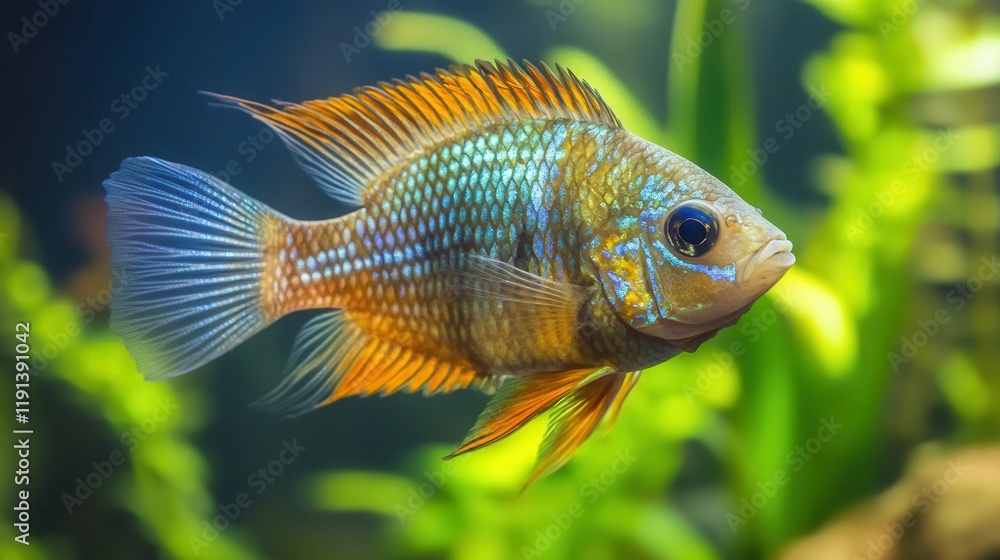 Vibrant aquarium fish with sharp details and lush background for aquatic home decor. Vibrant aquarium fish with sharp details and lush background for aquatic home decor.