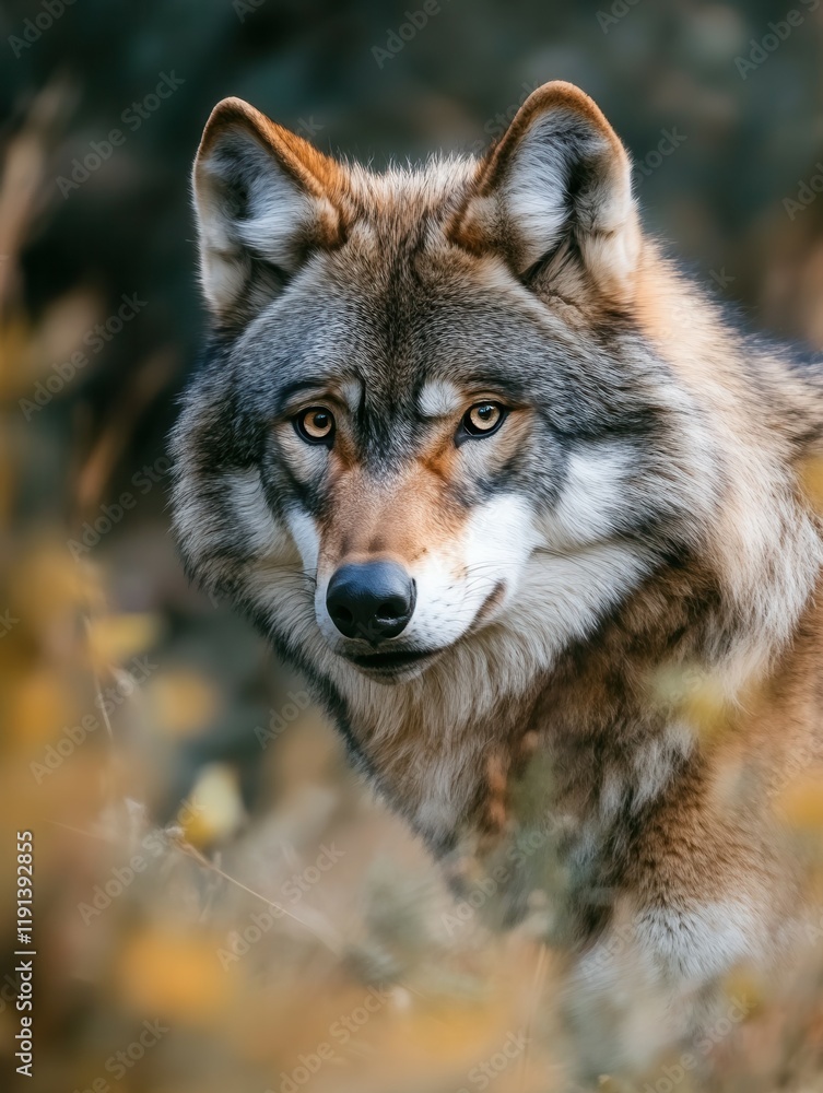 Majestic wolf prowling in natural habitat for wildlife observation and appreciation. Majestic wolf prowling in natural habitat for wildlife observation and appreciation.