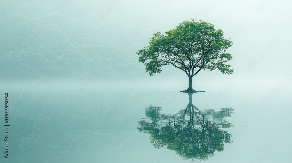 Solitary Tree Reflecting on Still Waters Solitary Tree Reflecting on Still Waters