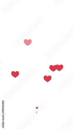 Hearts fountain in a flat style, social media live, love. 2D vertical animation on white background, stock footage