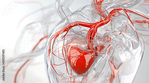 Obraz na płótnie Illustration of the human cardiovascular system highlighting the heart and major arteries w salonie