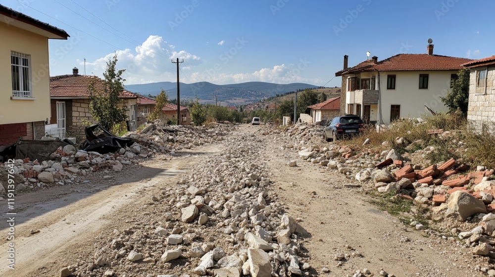 Earthquake Devastation in a Small Town