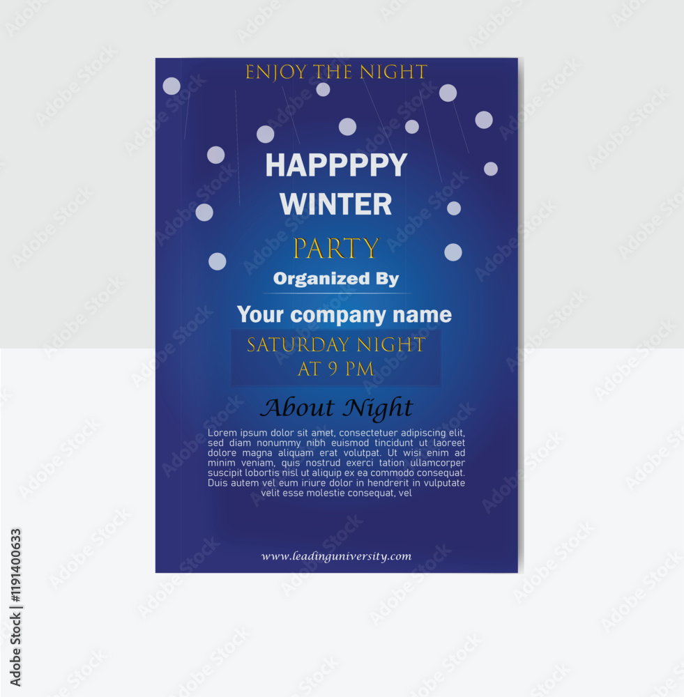 Flayer design, frosty winter night, party flayer, vibrant blue theme, snowflake accents, elegant typography, for festive celebrations, dazzling, winter bash, flayer. Flayer design, frosty winter night, party flayer, vibrant blue theme, snowflake accents, elegant typography, for festive celebrations, dazzling, winter bash, flayer.