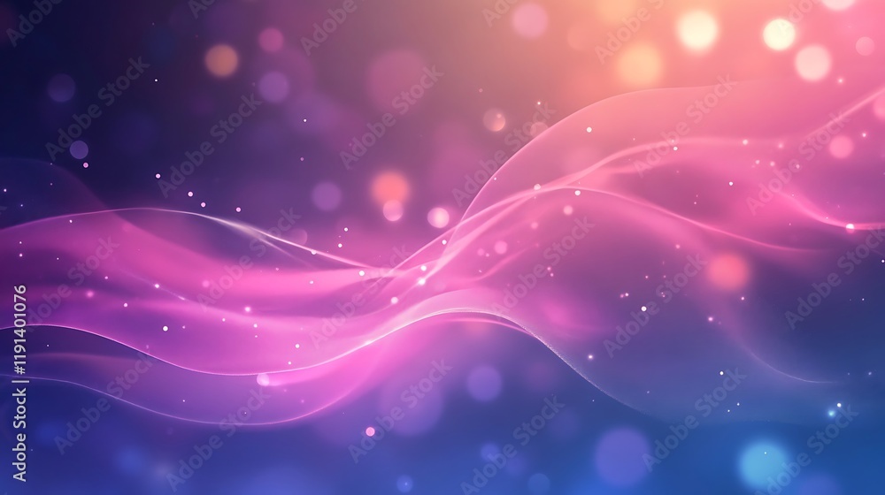 Fototapeta premium Abstract Pink and Purple Waves with Glowing Particles