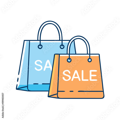 shopping bags with sale text icon, shopping bags with sale text vector,