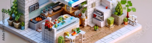 Wallpaper Mural Modern Kitchen Layout with Open Space Design and Decorative Elements Torontodigital.ca