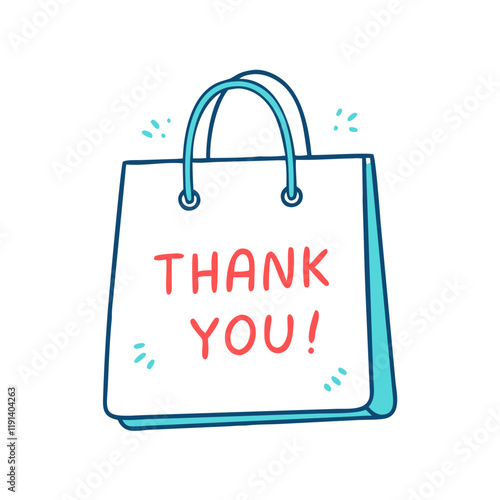 shopping bag with thank you vector icon, shopping bag with thank you vector illustration - simple illustration of shopping bag with thank you, perfect for logos and icons shopping bag with thank you