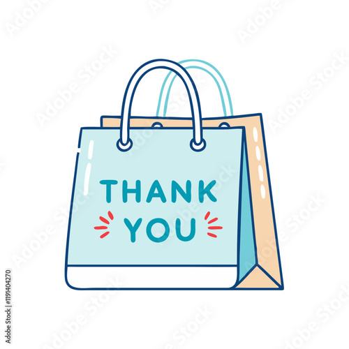 shopping bag with thank you vector icon, shopping bag with thank you vector illustration - simple illustration of shopping bag with thank you, perfect for logos and icons shopping bag with thank you
