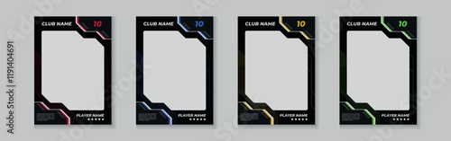 trading card template design for sports, picture frame for player performance, photo frame or border collection for hockey, basketball and football player, sports flyer design, template eps 10.
