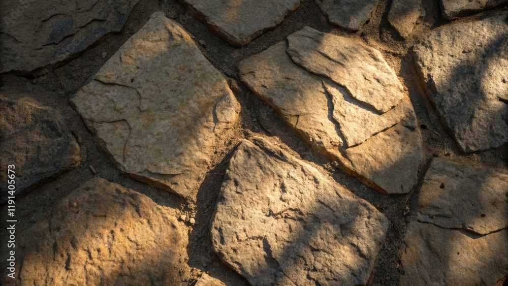 Fototapeta premium Textured Shadows A closeup of co stonelike material with uneven surfaces. Shadows dance in the crevices as dappled light filters through emphasizing the rugged texture and earthy