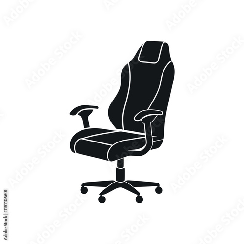 black and white office chair icon silhouette vector