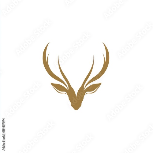 Gold deer head antlers logo design, white background, nature, elegant, branding photo