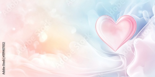 Valentines Day background. Soft Pink Heart With Ethereal Wavy Textures On Pastel Backdrop. Elegant Romantic Design Perfect For Wedding Invitations, Love Themes, And Festive Cards. AI generated
