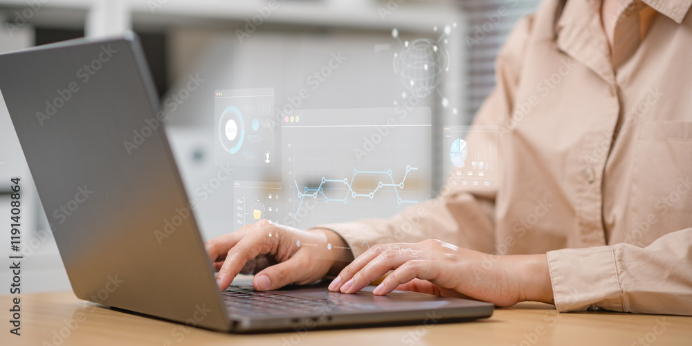 Fototapeta premium business strategy analysis data, Analyst database development analytic.