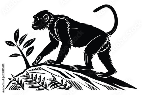Photography A black monkey vector silhouette design isolated on white background