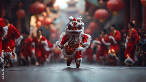 Wallpaper Mural Lion Dance Parade, China Street, Festive Celebration Torontodigital.ca