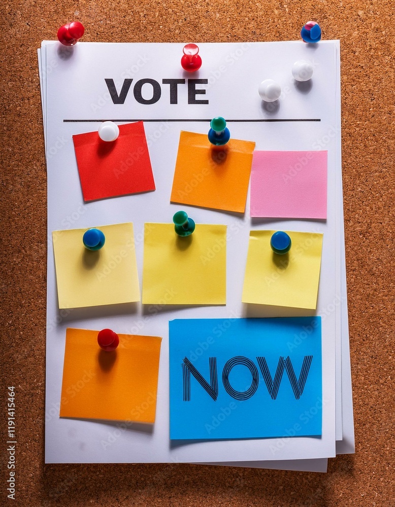 custom made wallpaper toronto digitalGenerated image 'VOTE NOW' button on a large outdoor screen at a public square with people gathered 