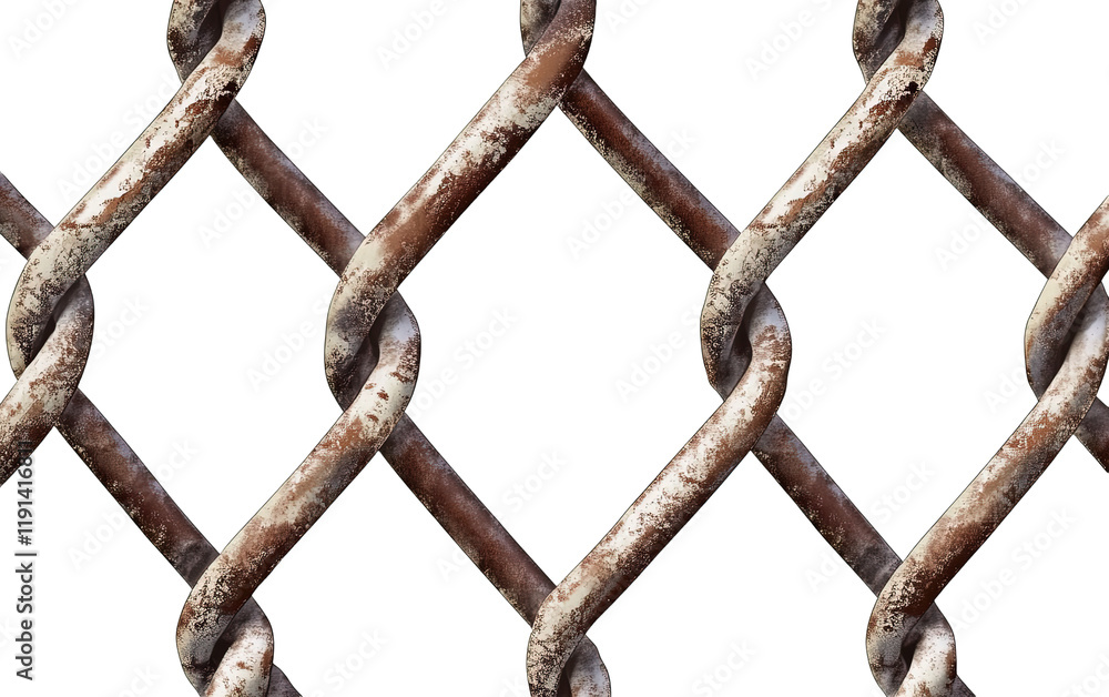 Chain link fence with realistic wire mesh pattern isolated on white or transparent background Chain link fence with realistic wire mesh pattern isolated on white or transparent background