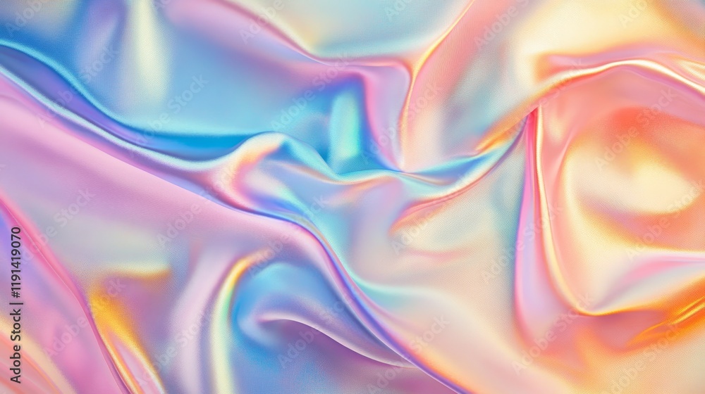Obraz premium Luxurious iridescent satin fabric in soft pastel folds