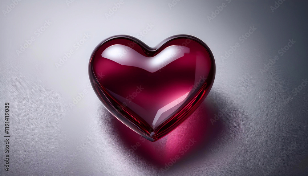 Luxurious translucent heart of burgundy color on a light empty background. Glassed object. Minimalistic background for Holidays. Greeting card with Valentine's Day symbol Luxurious translucent heart of burgundy color on a light empty background. Glassed object. Minimalistic background for Holidays. Greeting card with Valentine's Day symbol
