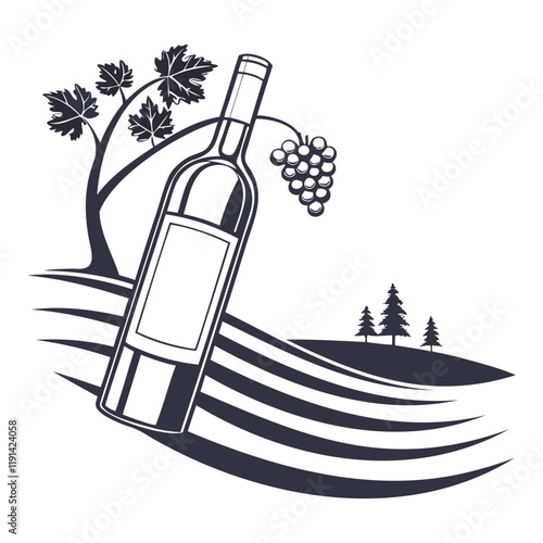 Elegant Wine Bottle Silhouette High-Quality Vector for Transparent Backgrounds