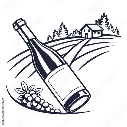 Elegant Wine Bottle Silhouette High-Quality Vector for Transparent Backgrounds
