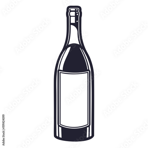 Elegant Wine Bottle Silhouette High-Quality Vector for Transparent Backgrounds