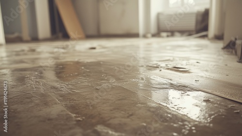 Wallpaper Mural A contractor meticulously preparing a construction site for flooring, focusing on tools, ground, and precision for a successful project. Torontodigital.ca