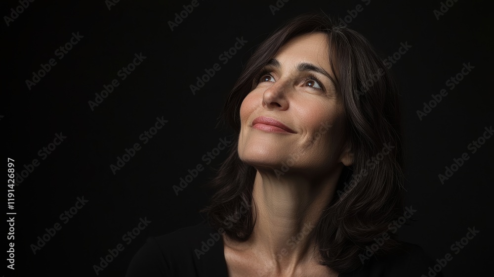 Elegant portrait of a woman in black against a dark background Elegant portrait of a woman in black against a dark background