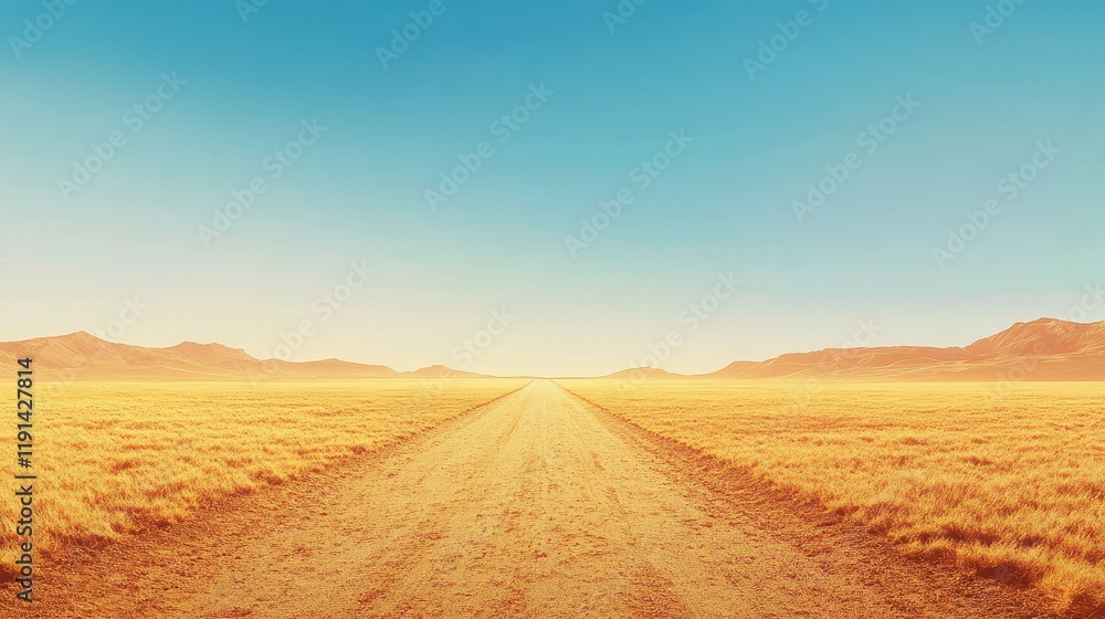 Fototapeta premium A long road stretches towards distant desert mountains