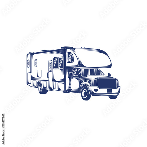 Recreational Vehicle design vector illustration. Recreational Vehicle logo concept template