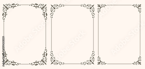 Decorative frames and borders with vintage floral ornament