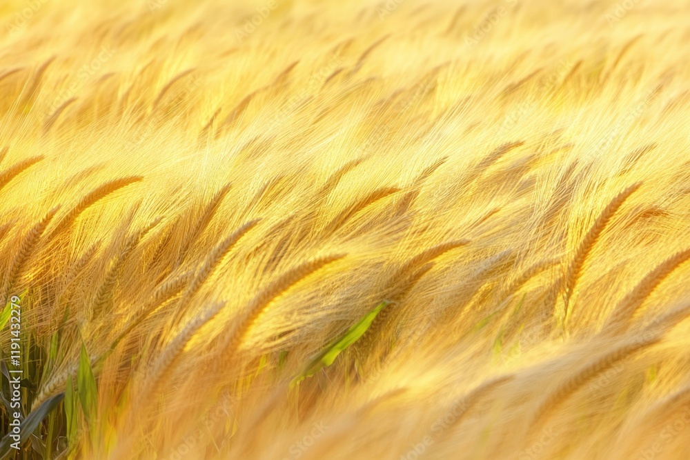 Golden wheat sways gently in breeze, creating serene and calming Golden wheat sways gently in breeze, creating serene and calming