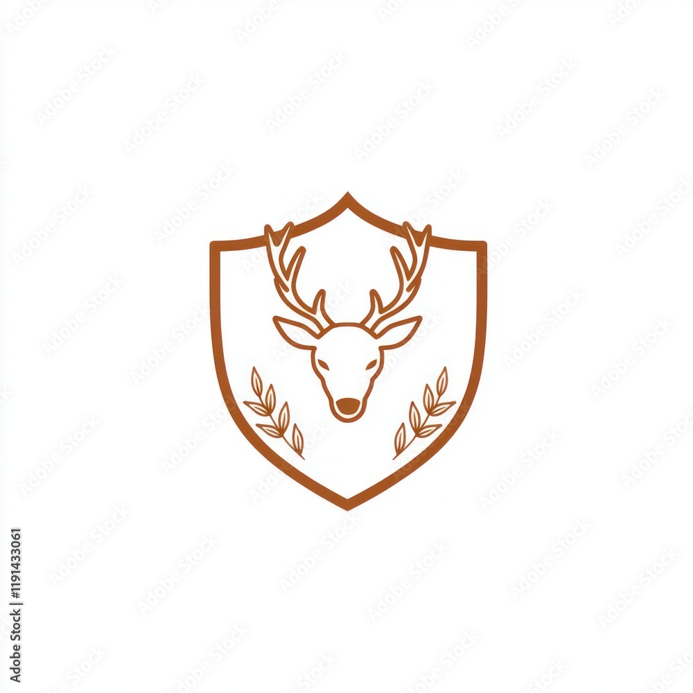 Brown deer head shield logo design, nature background, branding Brown deer head shield logo design, nature background, branding