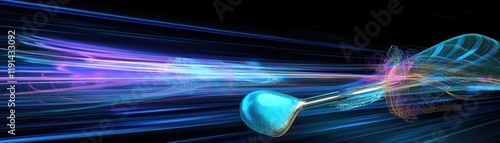 Abstract speed, light trails, energy flow. Background motion blur. Website banner photo