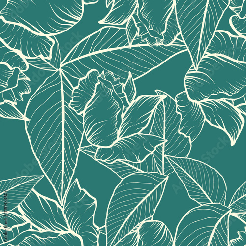 Beautiful paper art seamless pattern with flowers. Summer vector illustration. Spring floral vector illustration.Design element.